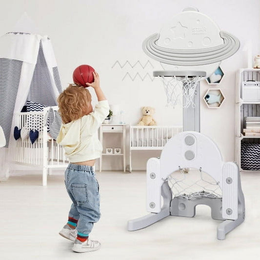 3 in. 1 Kids Basketball Hoop Set with Balls White