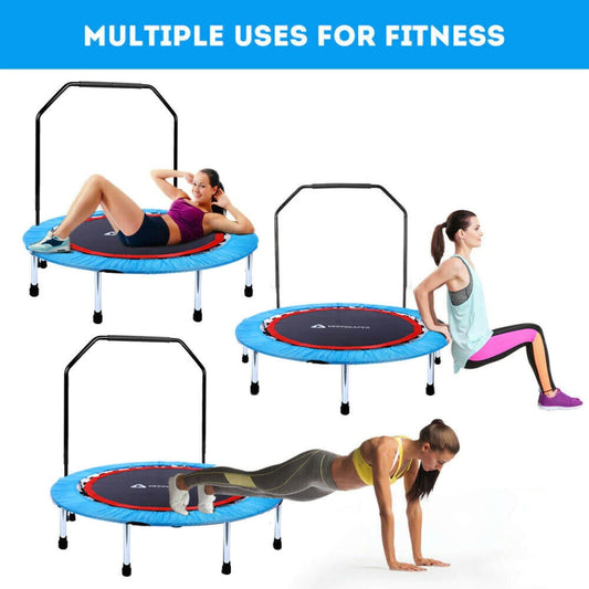 40' Fitness Handrail Trampoline Adults Kid Jumping Exercise Aerobic Bouncer