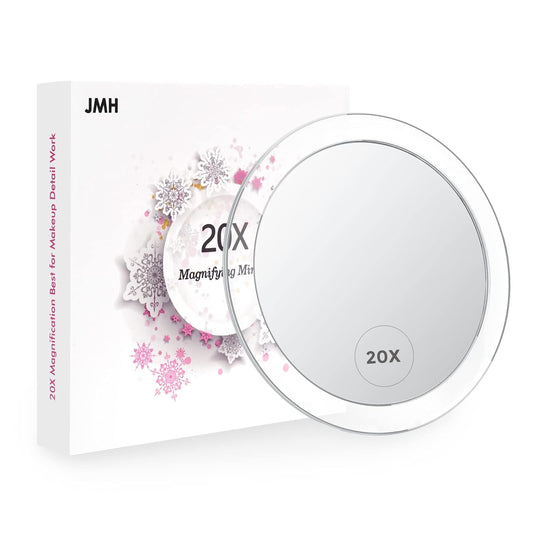 20X Magnifying Mirror with 3 Suction Cups for Easy Mounting– Use for Makeup Application - Tweezing – and Blackhead/Blemish Removal, 6 Inch