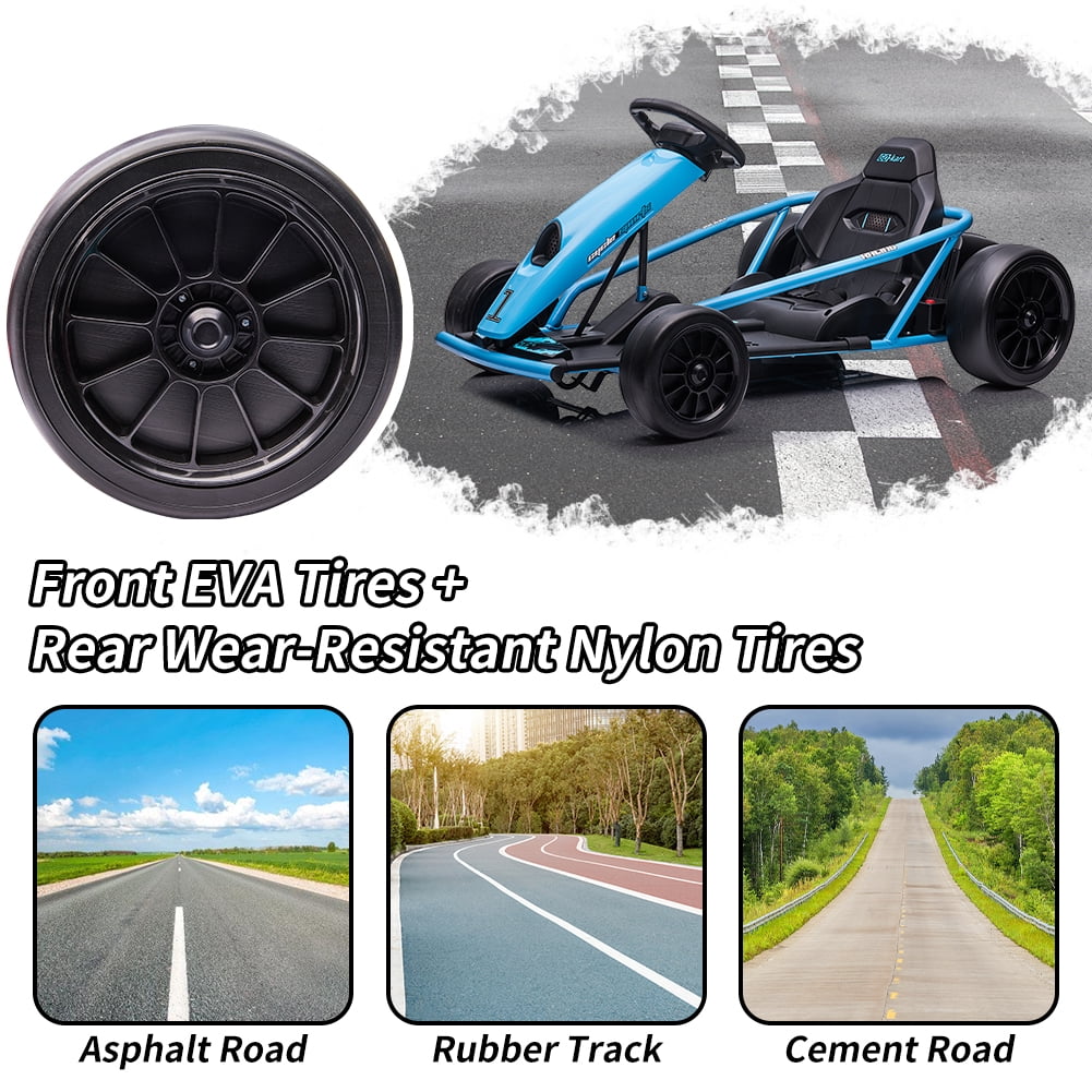 24V Kids Ride on Drift Car for Kids, Electric Drifting Go-Kart Up to 8 mph Variable Speed with Music, Horn, 300WX2 Extra Powerful Motors, 175 Lbs Max Weight for Teens