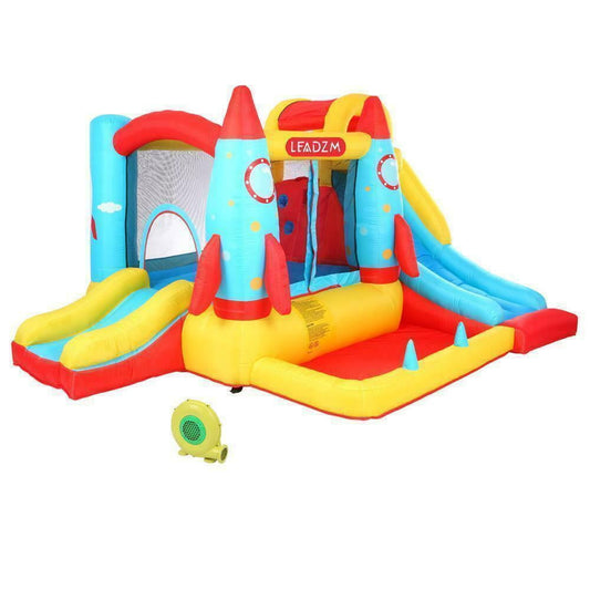 3 in 1 Kids Bouncy Castle House£¬ Inflatable Trampoline Slide Water Pool with Blower for Kids Age 3-8 Rocket Design